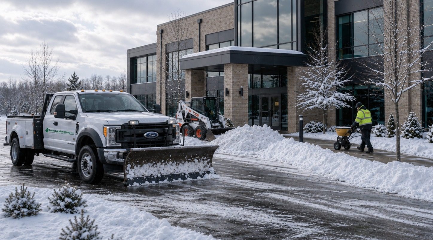 Commercial snow removal at a McHenry County business