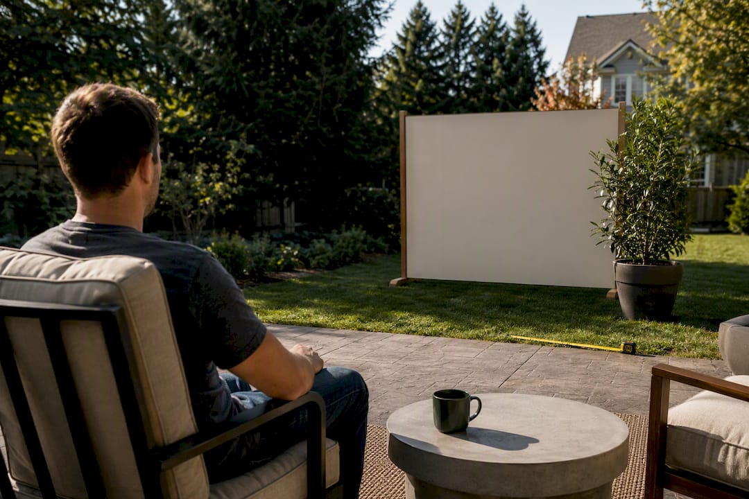 Temporary panel testing a backyard sightline
