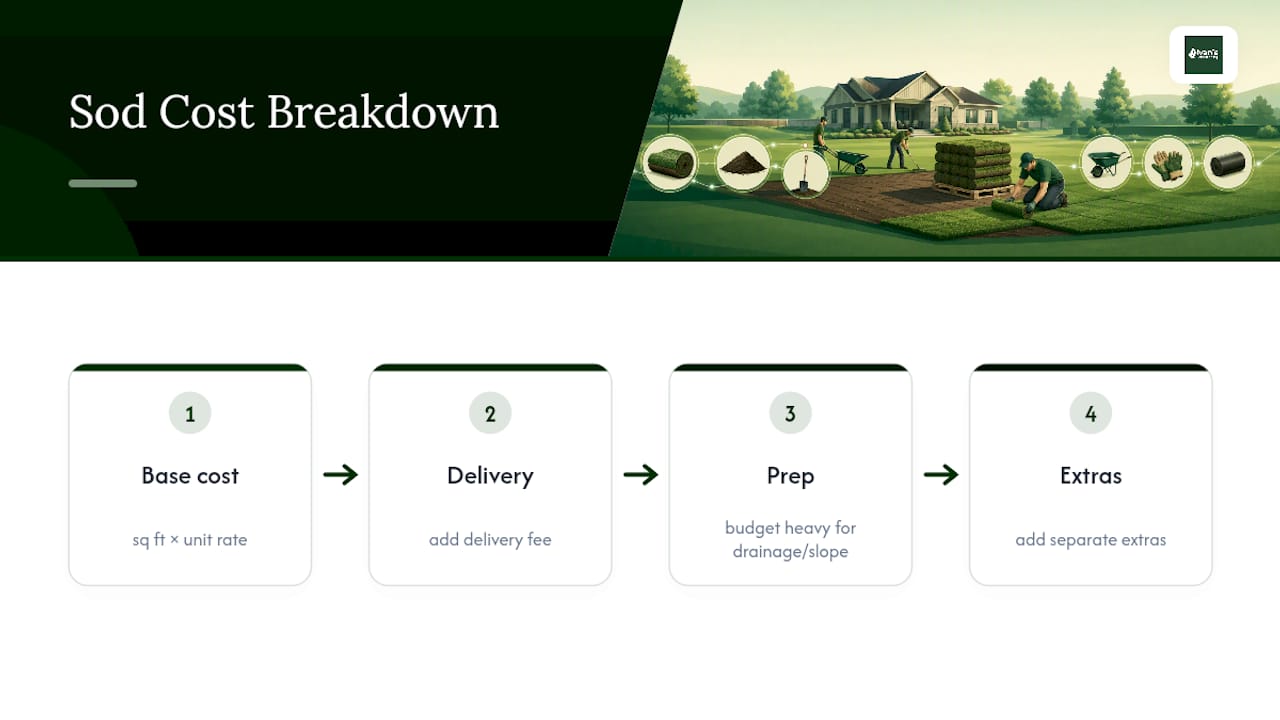 Sod installation estimate formula and cost additions