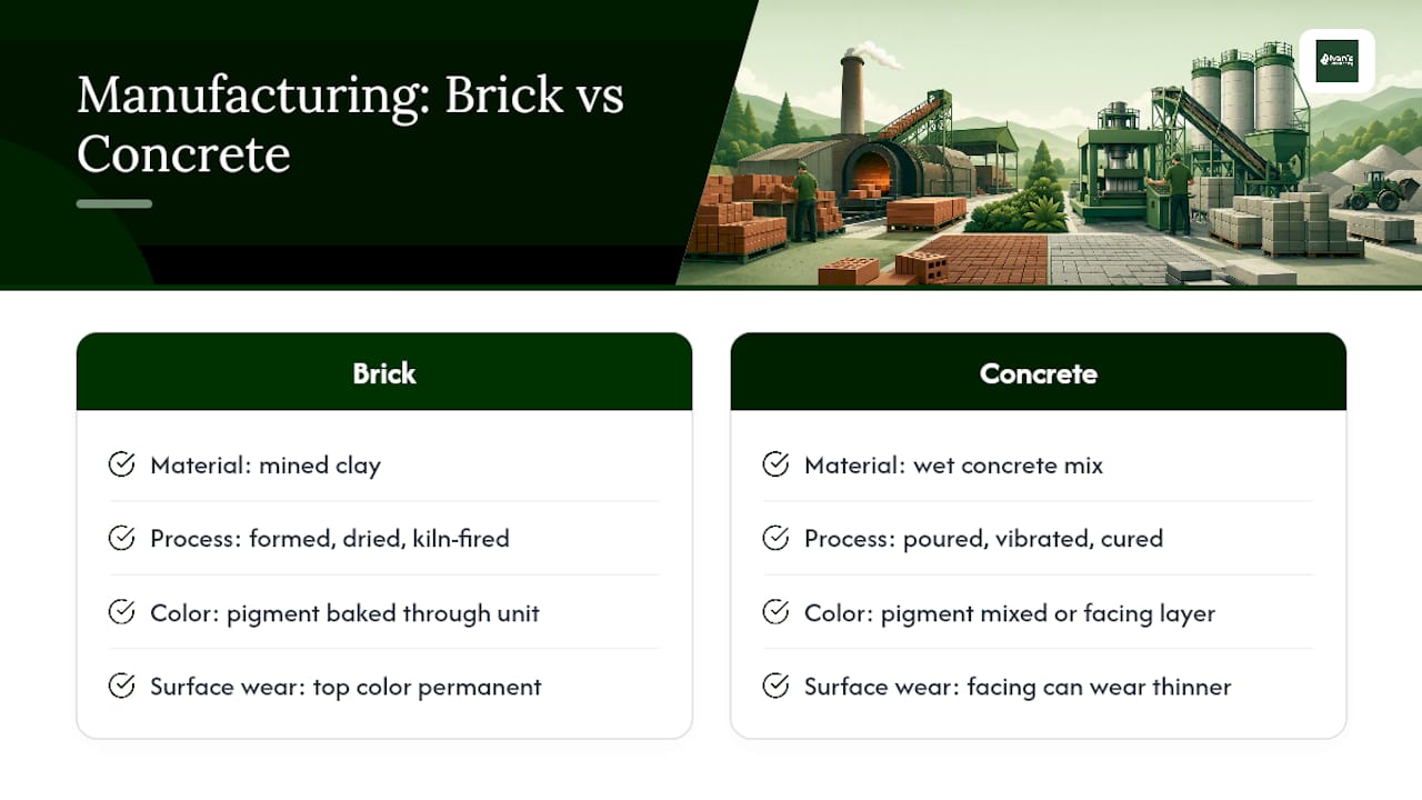 Brick and concrete paver manufacturing comparison