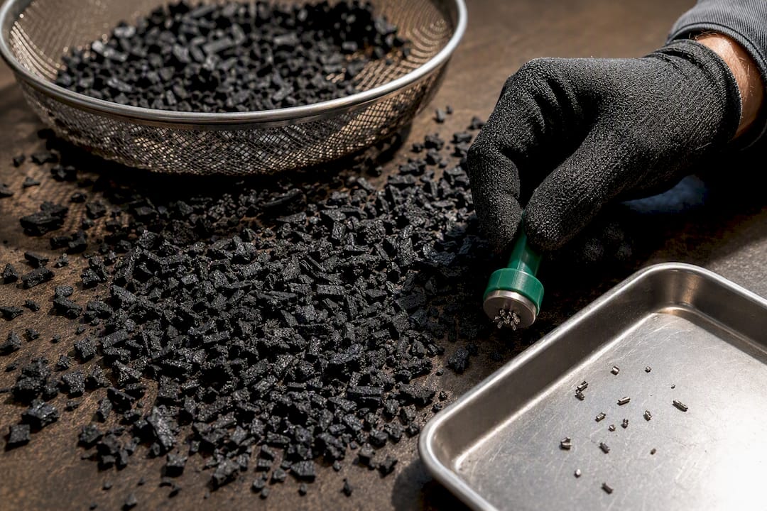 Rubber mulch checked for metal fragments