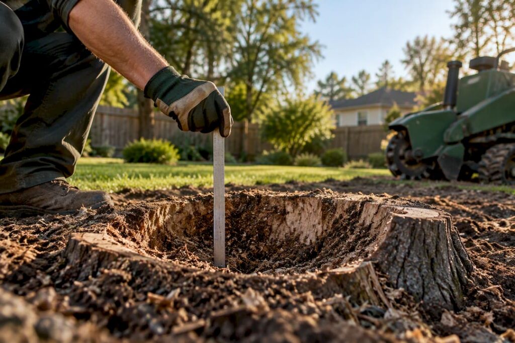 Measuring depth inside a ground tree stump