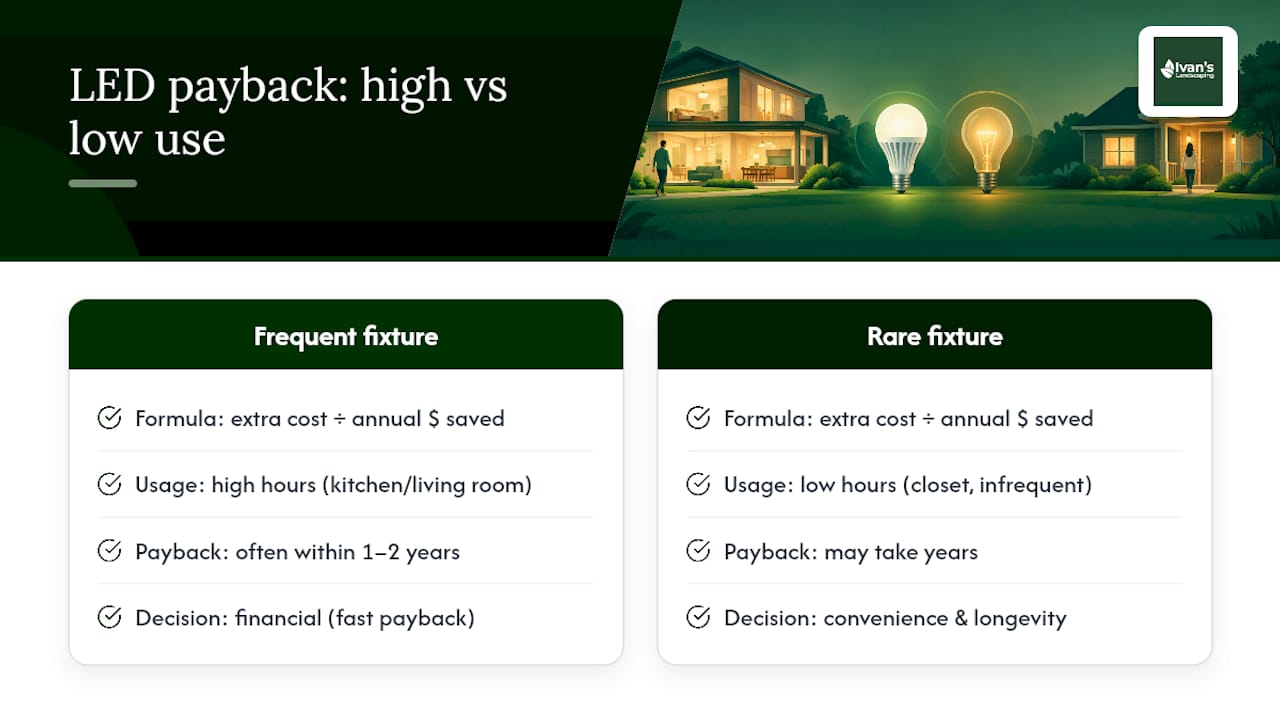 LED payback calculation for fixture use